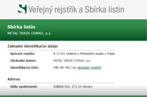 Oznámení o přeměně - METAL TRADE COMAX, a.s.